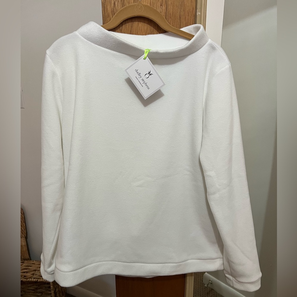 Dudley Stephen’s White Brighton Micro Fleece Boatneck Top Sz XL